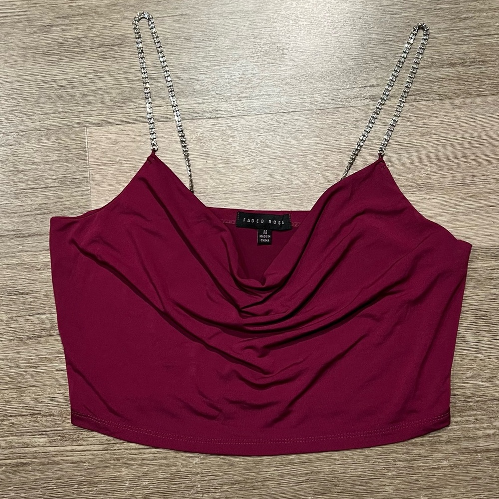 Cowl Neck Tank with Crystal Straps